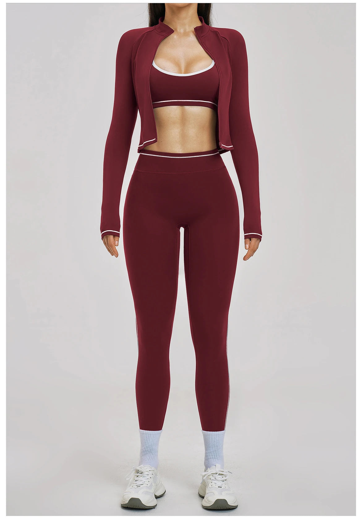 3PCS Yoga Suit Women Tracksuit Sports Outfits Gym Set Running Workout Clothes Long Sleeve Sports Bra Athletic Wear Yoga Clothing