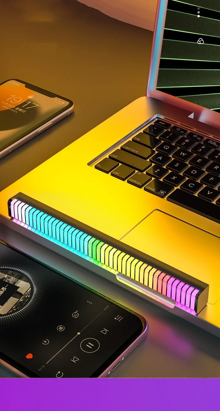 Smart RGB Sound Control Lights 3D Double Sided Pickup LED Lights Rhythm Ambient LAMP APP Control For Car Gaming Desktop Lights