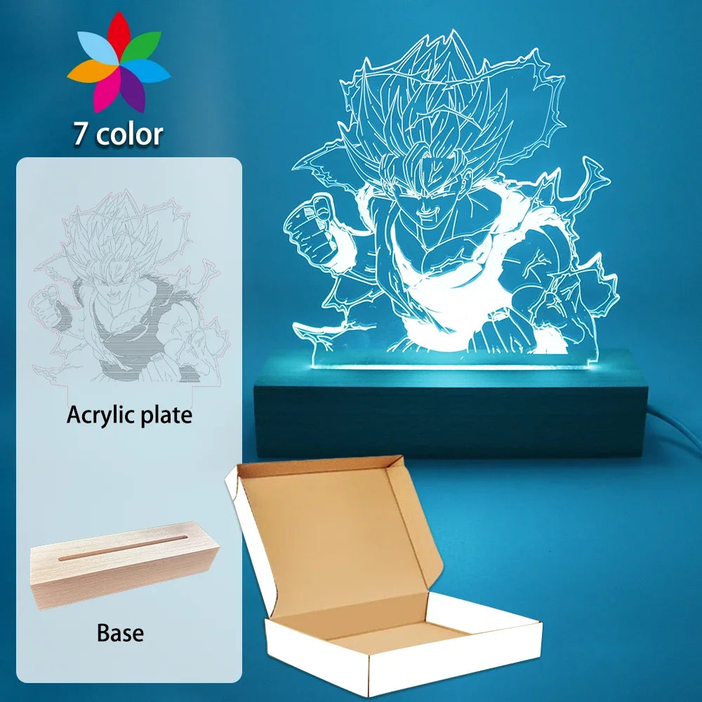 Gaming Room Lamp Anime Goku Night Light Luces Led Lights For Bedroom Home Decoration Usb Small Rgb Lighting Xmas Birthday Gifts