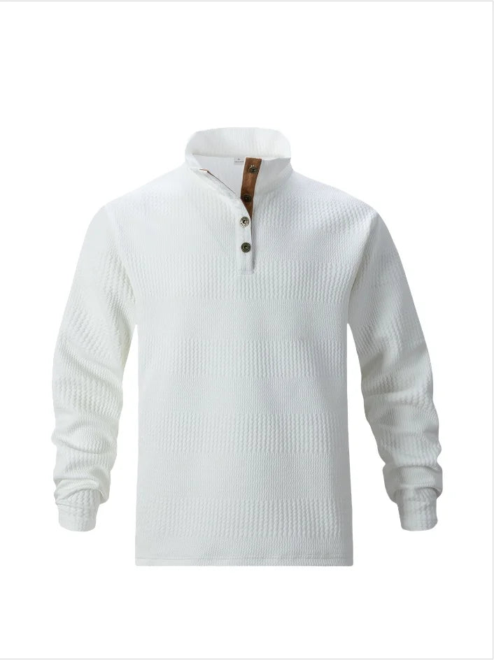 2026 New Spring Autumn Men's Jacquard Knit Sweatshirt, European Size Stand Collar Long Sleeve Loose Casual Outdoor Pullover
