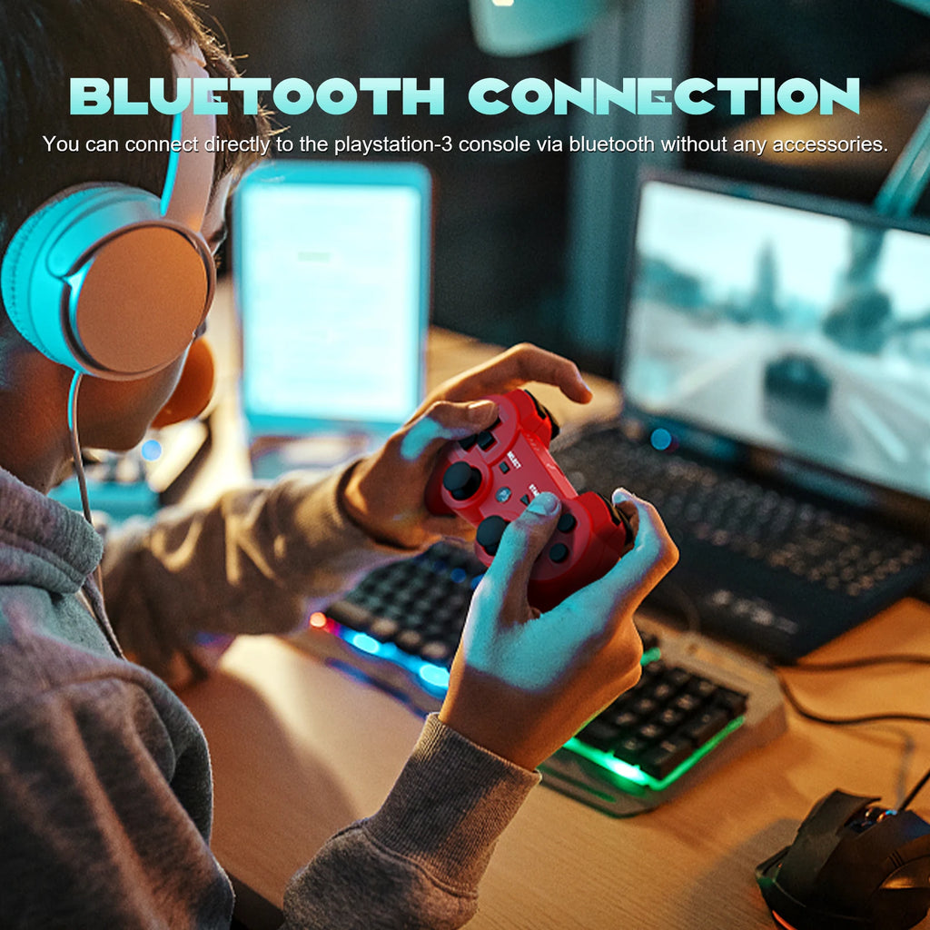 Game Controller For Playstation 3 PS3 Consoles PC/Android TVs /Game Boxe,W/Upcraded Joysticks 6-aix Gryo Dual Vibration Gamepads