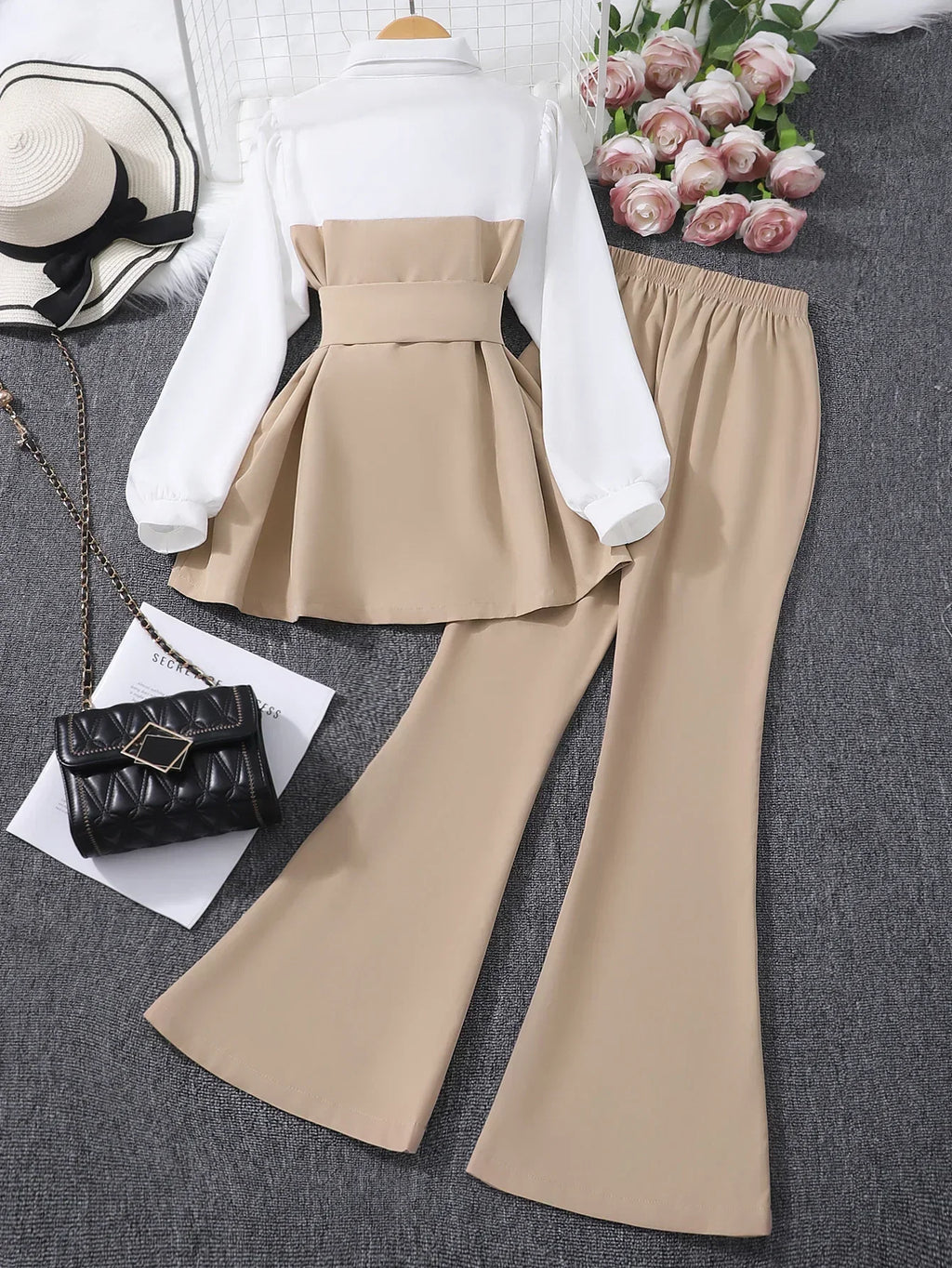 Teen Girls Clothing Set Long Sleeve Solid Color Spring Autumn Belt Child Suit Casual Elegant Comfort Girls Outfits 13-16 Years