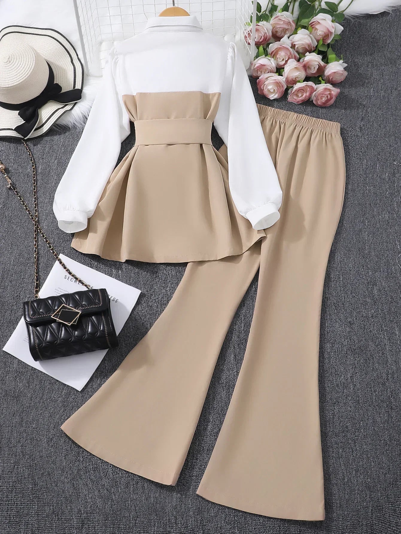 Teen Girls Clothing Set Long Sleeve Solid Color Spring Autumn Belt Child Suit Casual Elegant Comfort Girls Outfits 13-16 Years
