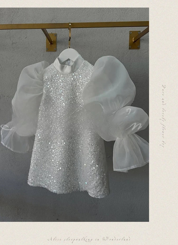 Teen Girl Clothes 2025 New Glitter Kids Girls Princess Gown Piano Recital Sweet Party Outfit Toddler Formal Wear Costume Vestido
