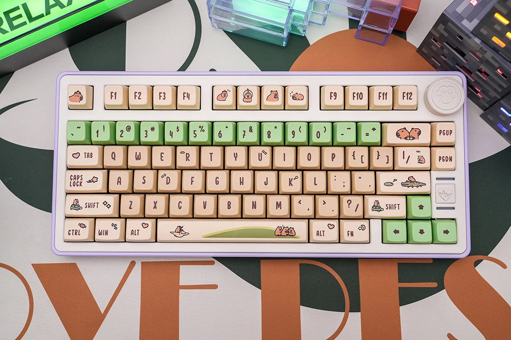 KPREPUBLIC Capybara Keycap Dye Subbed Cute Keycap thick PBT MDA for Mechanical Keyboard 87 tkl 104 ansi xd64 bm60 BM87 BM65