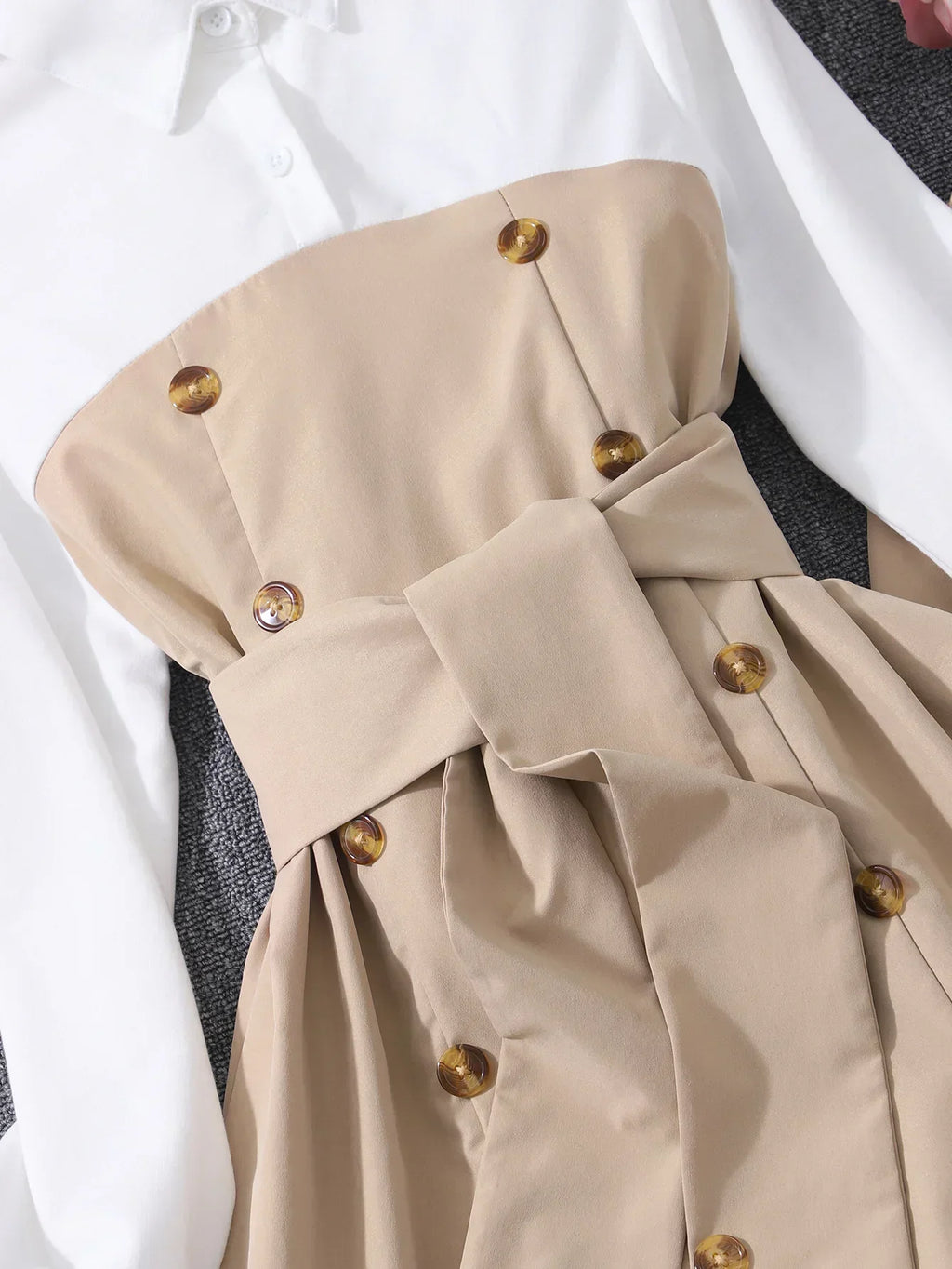 Teen Girls Clothing Set Long Sleeve Solid Color Spring Autumn Belt Child Suit Casual Elegant Comfort Girls Outfits 13-16 Years