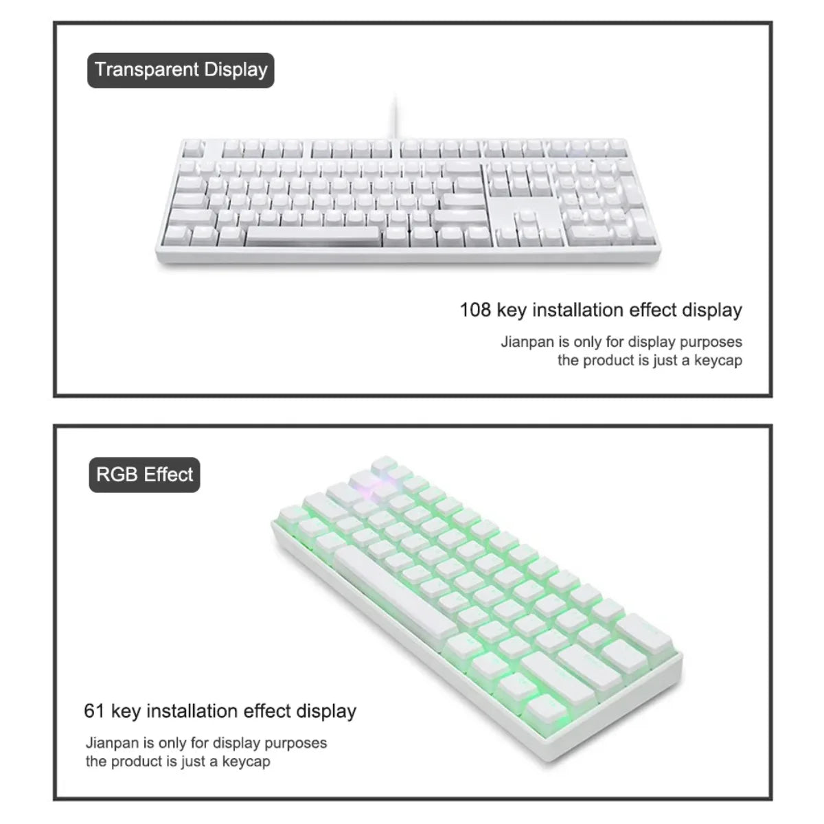 Pudding Keycaps, PBT Shine Through Keycaps 130 Keys Set OEM Profile, for 100%, 75%, 65%, 60% Keyboard for Mechanical Keyboard