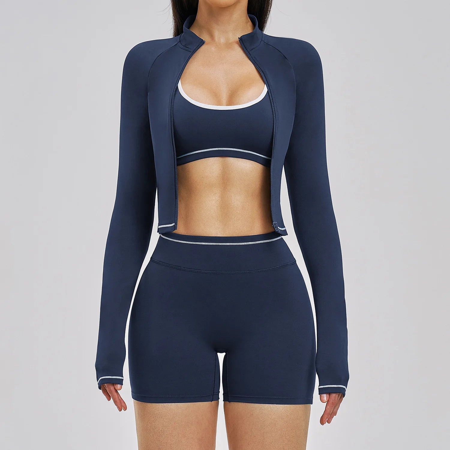 3PCS Yoga Suit Women Tracksuit Sports Outfits Gym Set Running Workout Clothes Long Sleeve Sports Bra Athletic Wear Yoga Clothing