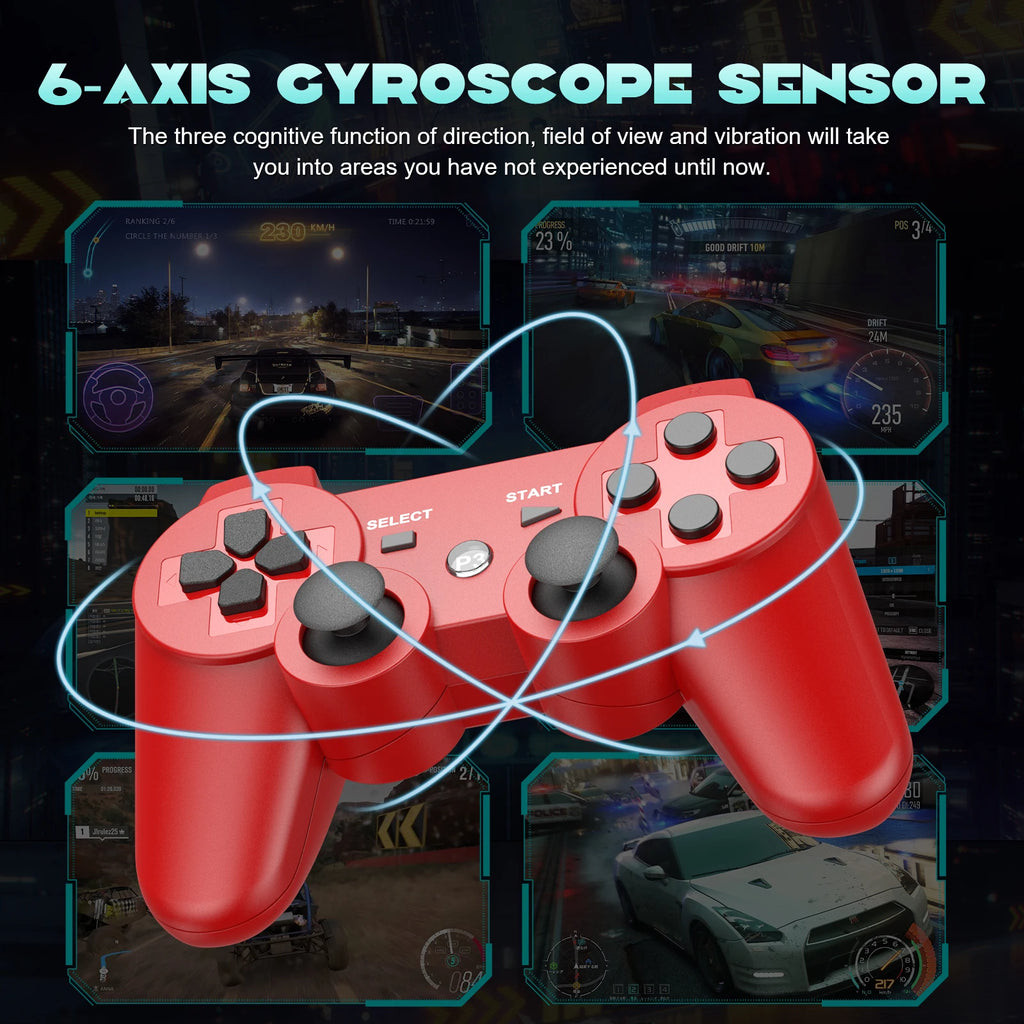 Game Controller For Playstation 3 PS3 Consoles PC/Android TVs /Game Boxe,W/Upcraded Joysticks 6-aix Gryo Dual Vibration Gamepads