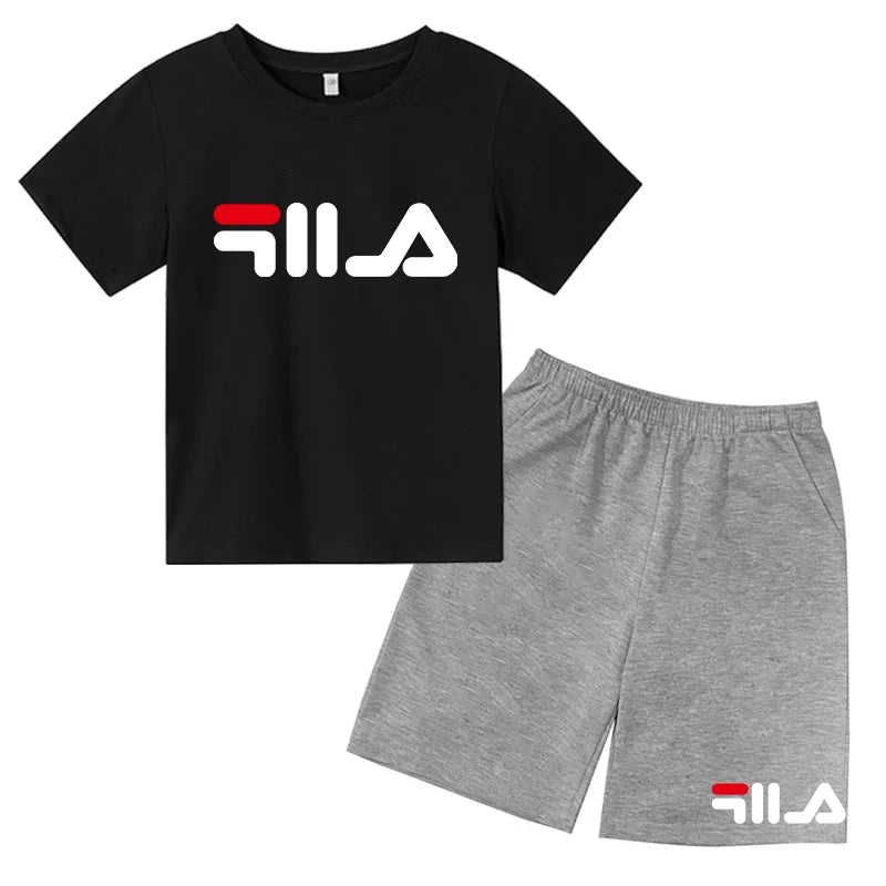 Children's Clothing T-shirt Set Fashion Printing Sports Leisure Summer Wear 3-12 Year Old Toddler Size Boys and Girls Gift