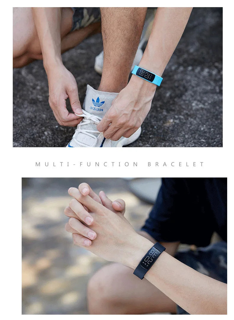 Sports smart bracelet with vibration alarm clock, running pedometer bracelet for male and female students