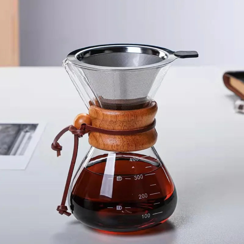 Hand Brewed Coffee Sharing Pot Filter Screen Glass Coffee Filter Cup Coffee Pot Set Drip Small Household Glass Pot 400-800ml
