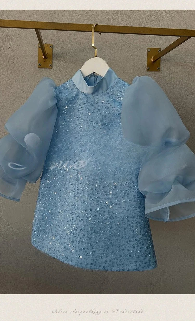 Teen Girl Clothes 2025 New Glitter Kids Girls Princess Gown Piano Recital Sweet Party Outfit Toddler Formal Wear Costume Vestido
