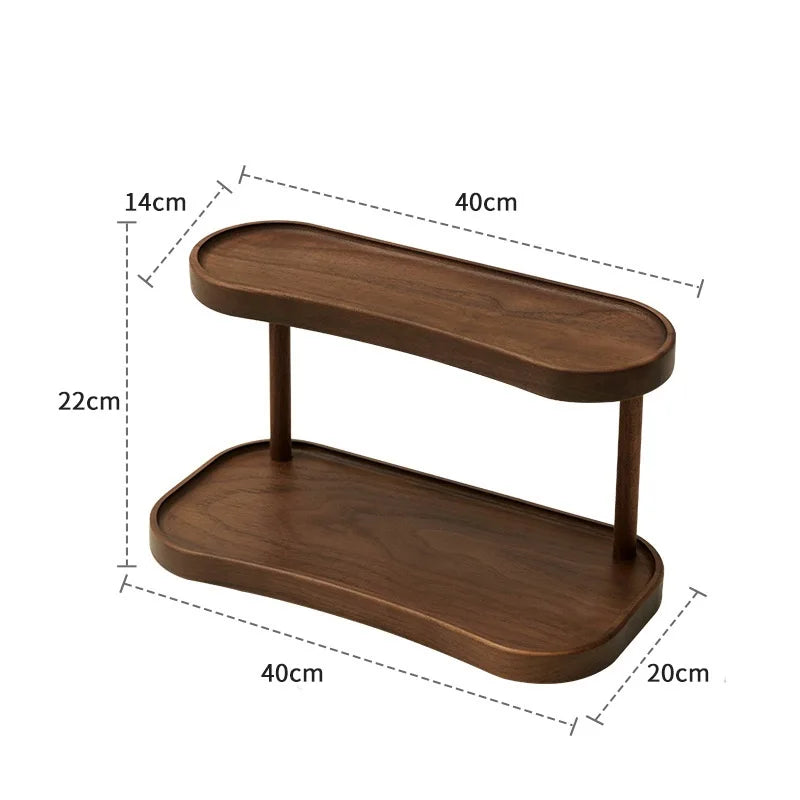 2 Tier Makeup Organizer for Vanity Bamboo Wooden Cup Holder for Coffee Bar Mug Display Rack for Counter Kitchen Storage Shelf