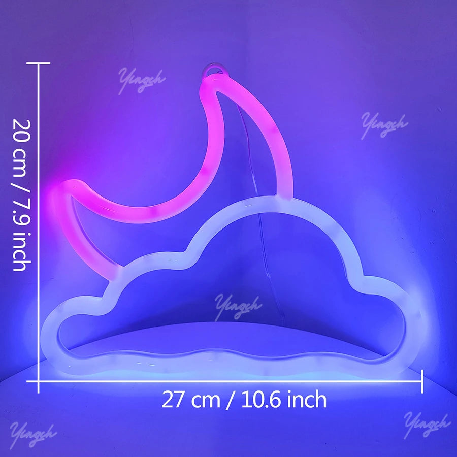 LED Bright Neon Light Night Gamepad Fire Moon Star Sign Modeling Lamp Room Wall Art Decoration Wholesale Xmas Birthday Wedding