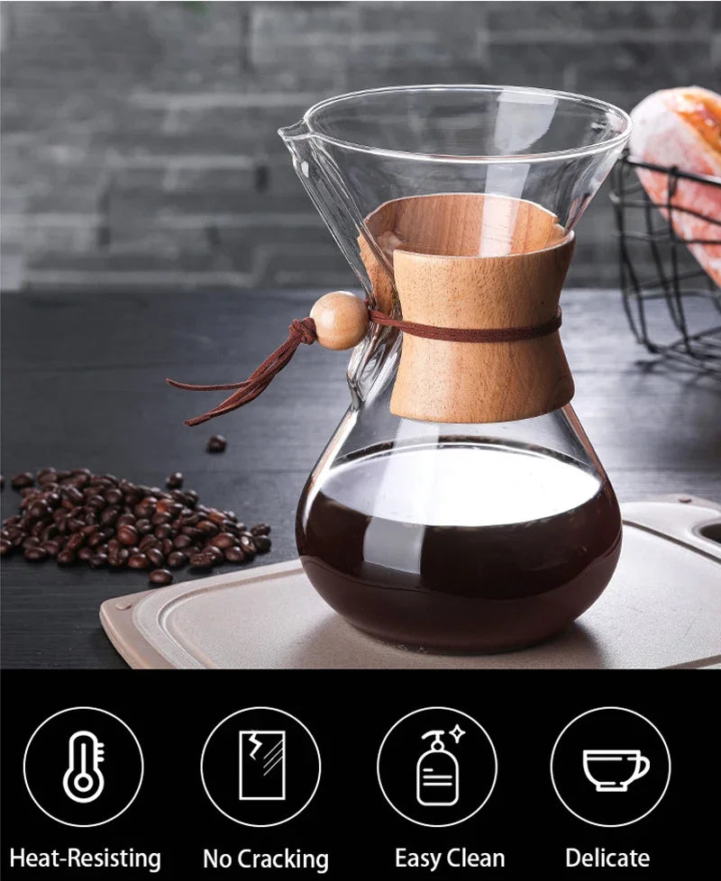 Hand Brewed Coffee Sharing Pot Filter Screen Glass Coffee Filter Cup Coffee Pot Set Drip Small Household Glass Pot 400-800ml