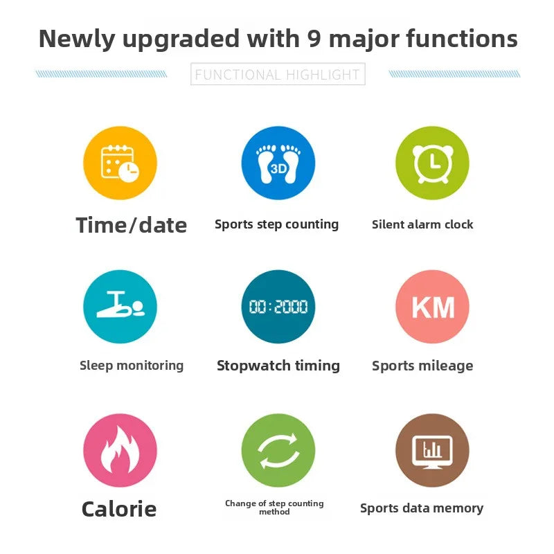 Sports smart bracelet with vibration alarm clock, running pedometer bracelet for male and female students