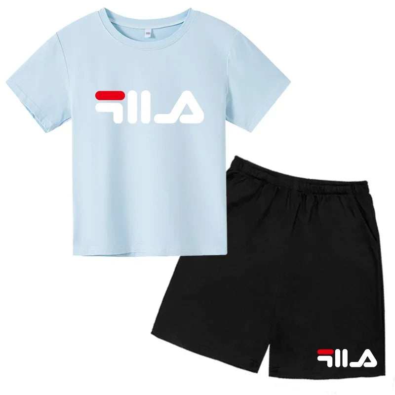 Children's Clothing T-shirt Set Fashion Printing Sports Leisure Summer Wear 3-12 Year Old Toddler Size Boys and Girls Gift