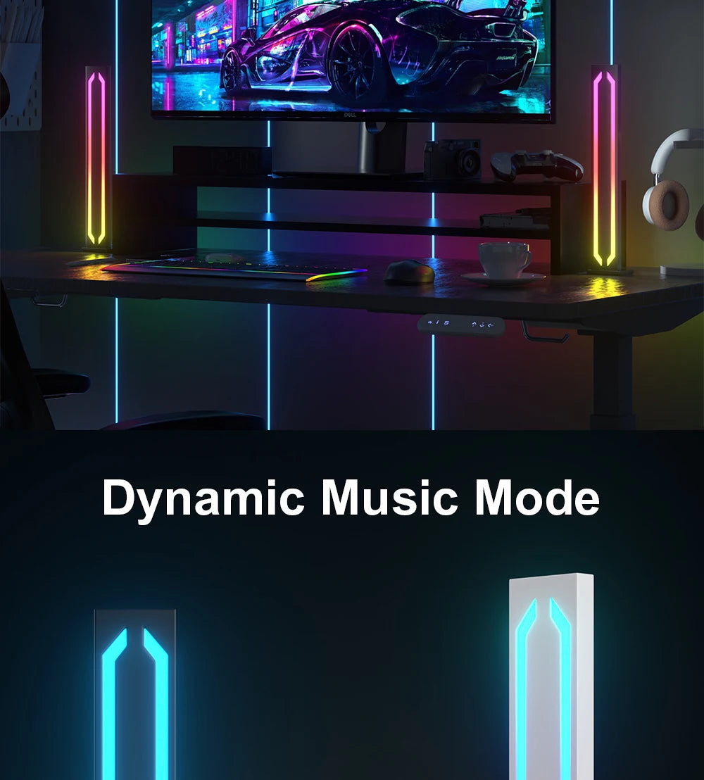 Smart Slim RGB Mood Light, Desktop Gaming Light, 16 Million Colors, 286 Scenes and 3 Synced Music Modes for Living Room