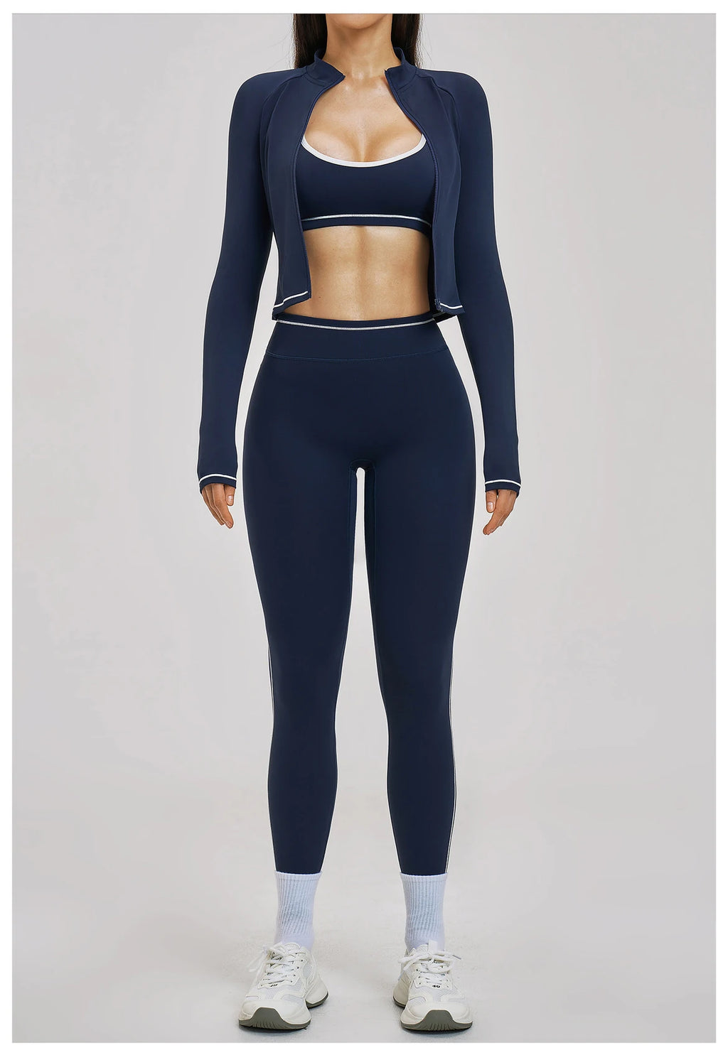 3PCS Yoga Suit Women Tracksuit Sports Outfits Gym Set Running Workout Clothes Long Sleeve Sports Bra Athletic Wear Yoga Clothing
