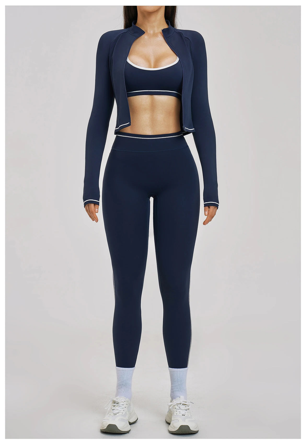 3PCS Yoga Suit Women Tracksuit Sports Outfits Gym Set Running Workout Clothes Long Sleeve Sports Bra Athletic Wear Yoga Clothing