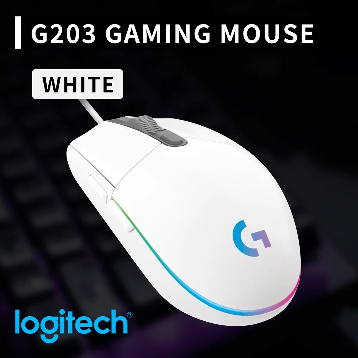 The G102/G203 with LIGHTSYNC lighting effect, featuring a resolution of 8000 DPI, offers smooth and responsive gaming experience