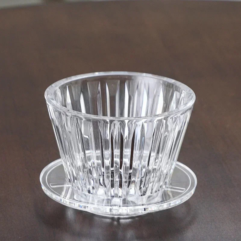 1 PC Acrylic Pour Over Coffee Filter Cup Set Cake Shaped Flat Bottom Home Brewing Kit with Filter Papers Reusable Easy Clean