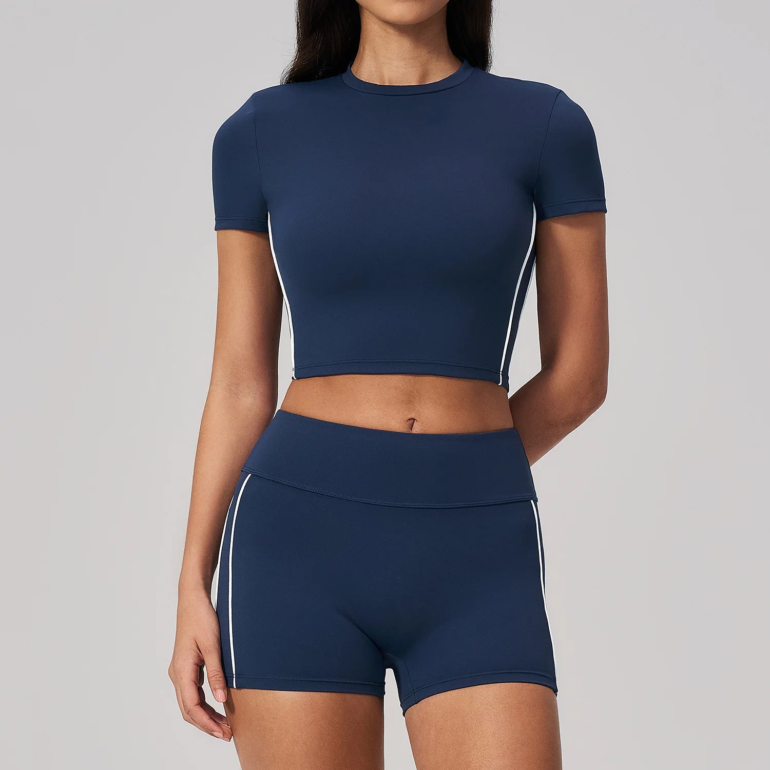 2PCS Yoga Set Women Tracksuit Sports Outfit Gym Set Running Workout Clothes Short Sleeves Sports Bra Athletic Wear Yoga Clothing