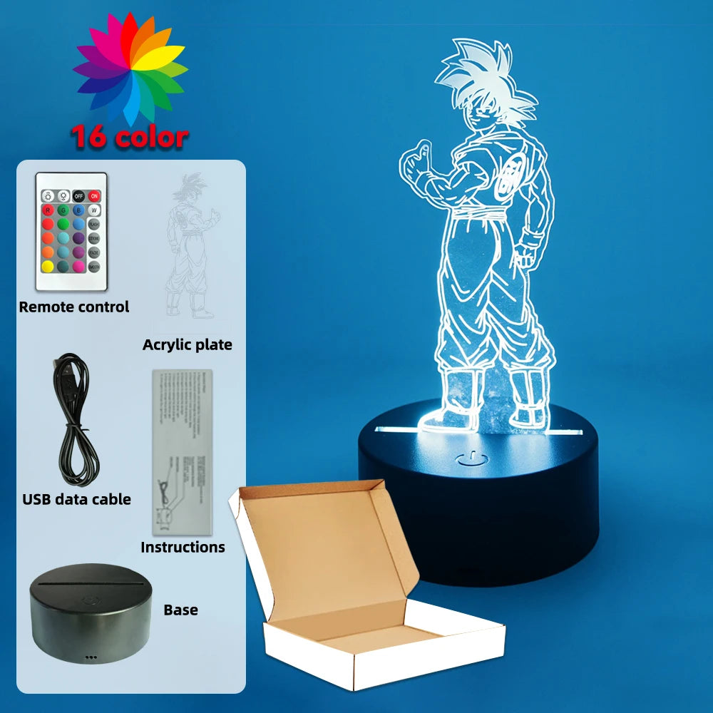 Gaming Room Lamp Anime Goku Night Light Luces Led Lights For Bedroom Home Decoration Usb Small Rgb Lighting Xmas Birthday Gifts