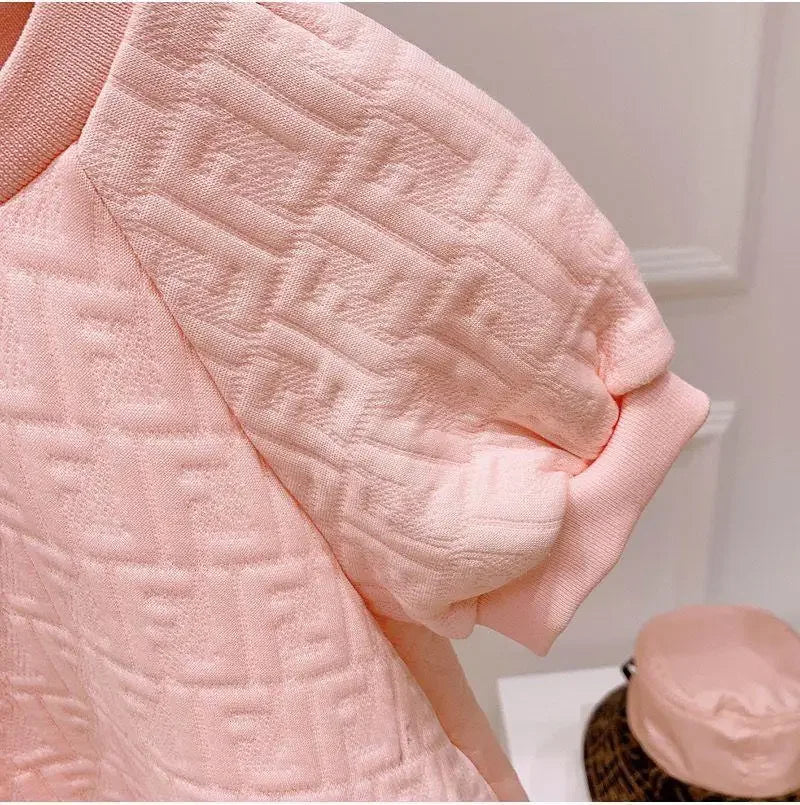 Girls Fashion Pink Princess Dress Kids Summer Puff Sleeve Casual Dresses Children Korean Style Mesh Clothing Gift Lolita Dress
