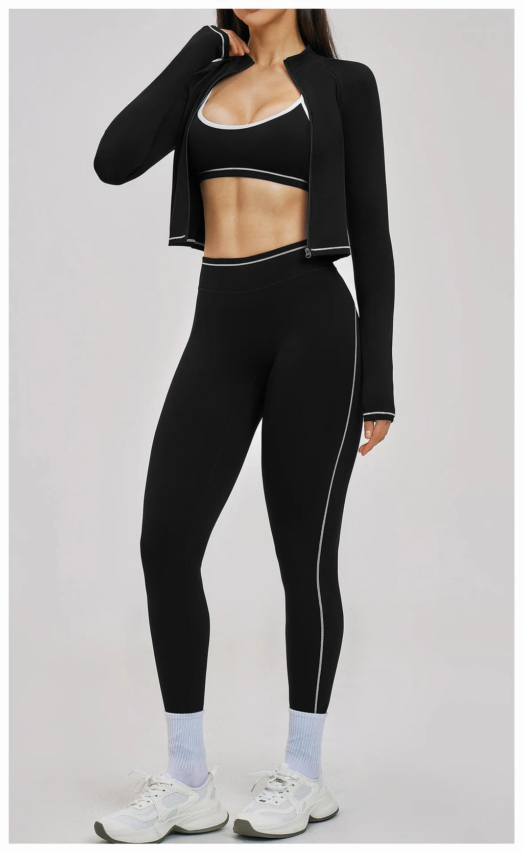 3PCS Yoga Suit Women Tracksuit Sports Outfits Gym Set Running Workout Clothes Long Sleeve Sports Bra Athletic Wear Yoga Clothing