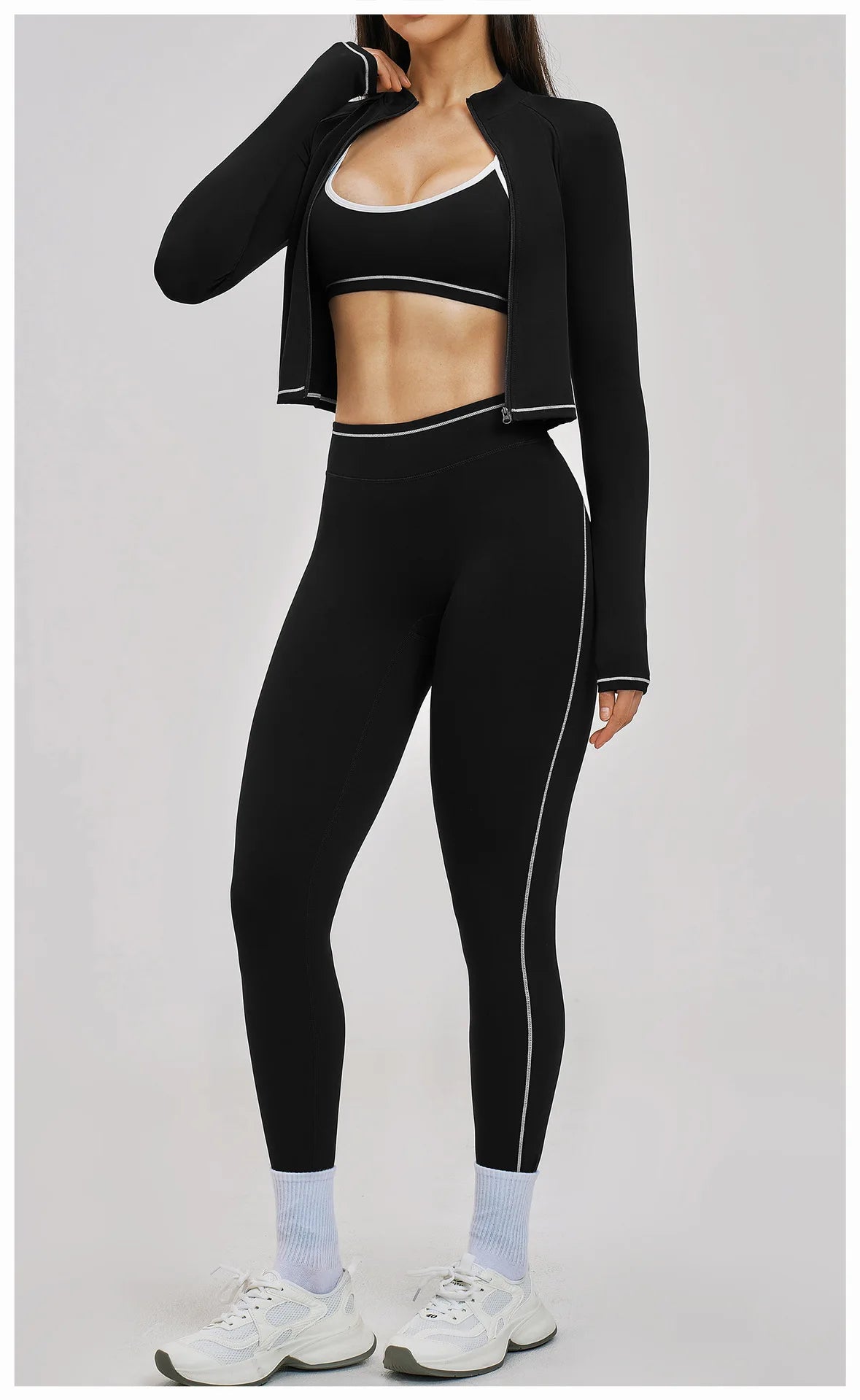 3PCS Yoga Suit Women Tracksuit Sports Outfits Gym Set Running Workout Clothes Long Sleeve Sports Bra Athletic Wear Yoga Clothing