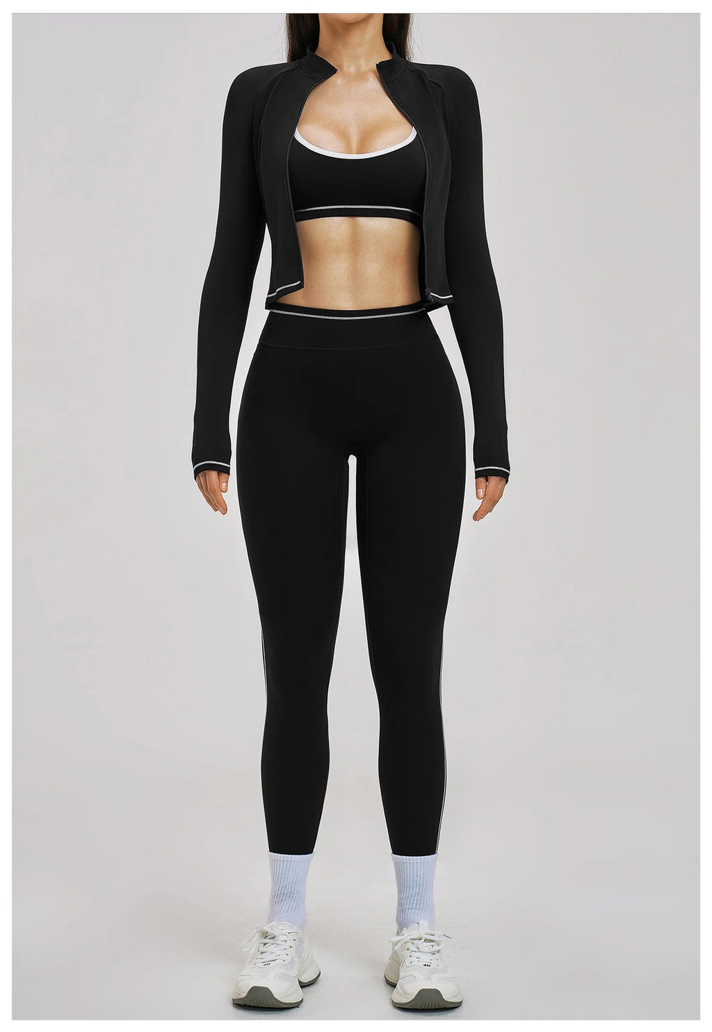 3PCS Yoga Suit Women Tracksuit Sports Outfits Gym Set Running Workout Clothes Long Sleeve Sports Bra Athletic Wear Yoga Clothing