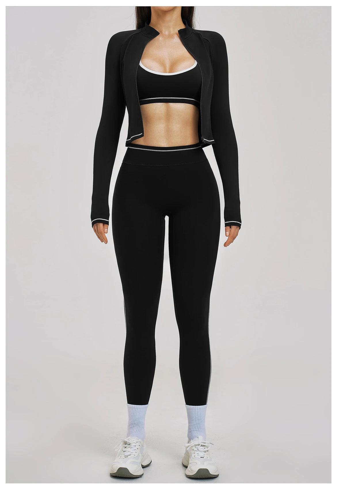 3PCS Yoga Suit Women Tracksuit Sports Outfits Gym Set Running Workout Clothes Long Sleeve Sports Bra Athletic Wear Yoga Clothing