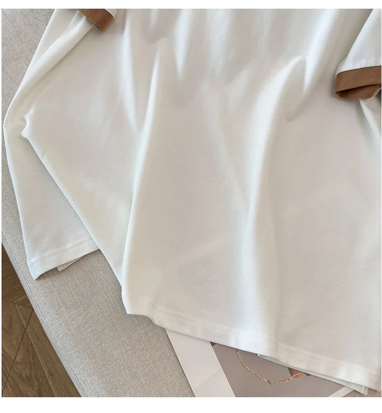175Kg Plus Size Women's Bust 170 Summer Loose Lapel Top Short Sleeve T-Shirt Black White 6XL 7XL 8XL 9XL 10XL 11xl