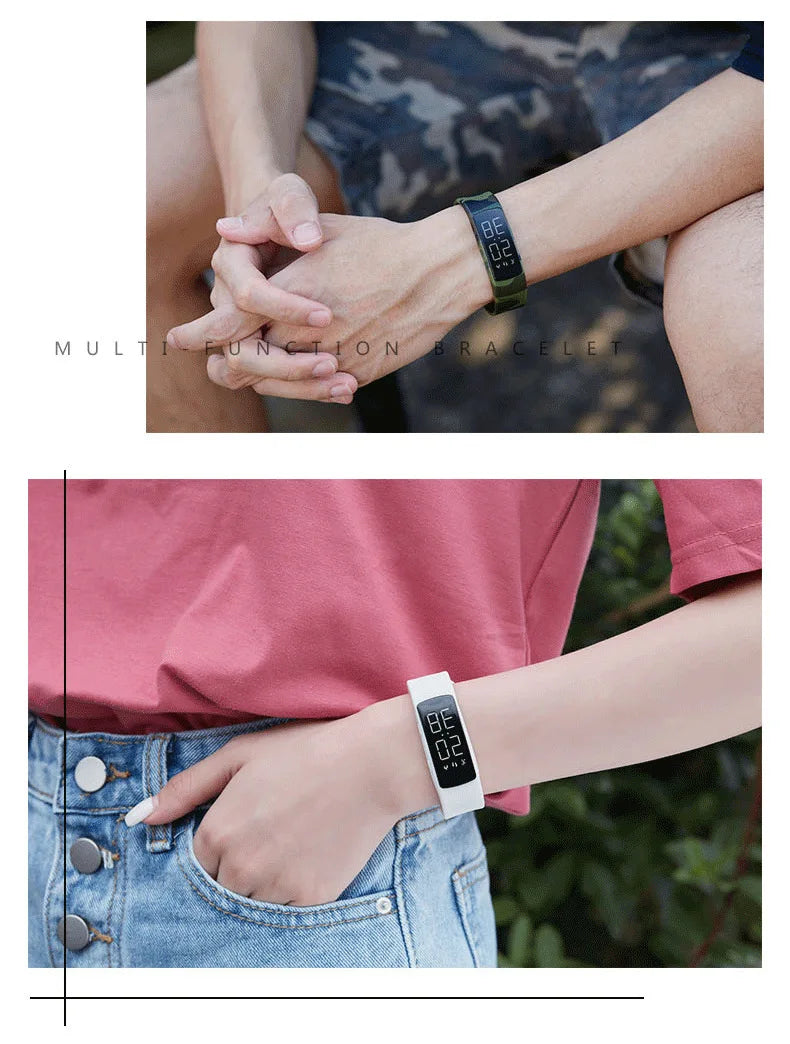 Sports smart bracelet with vibration alarm clock, running pedometer bracelet for male and female students