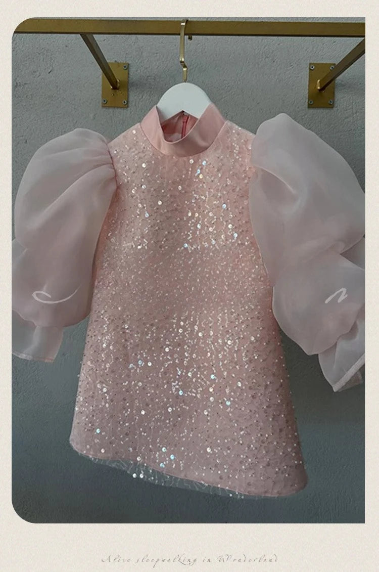 Teen Girl Clothes 2025 New Glitter Kids Girls Princess Gown Piano Recital Sweet Party Outfit Toddler Formal Wear Costume Vestido