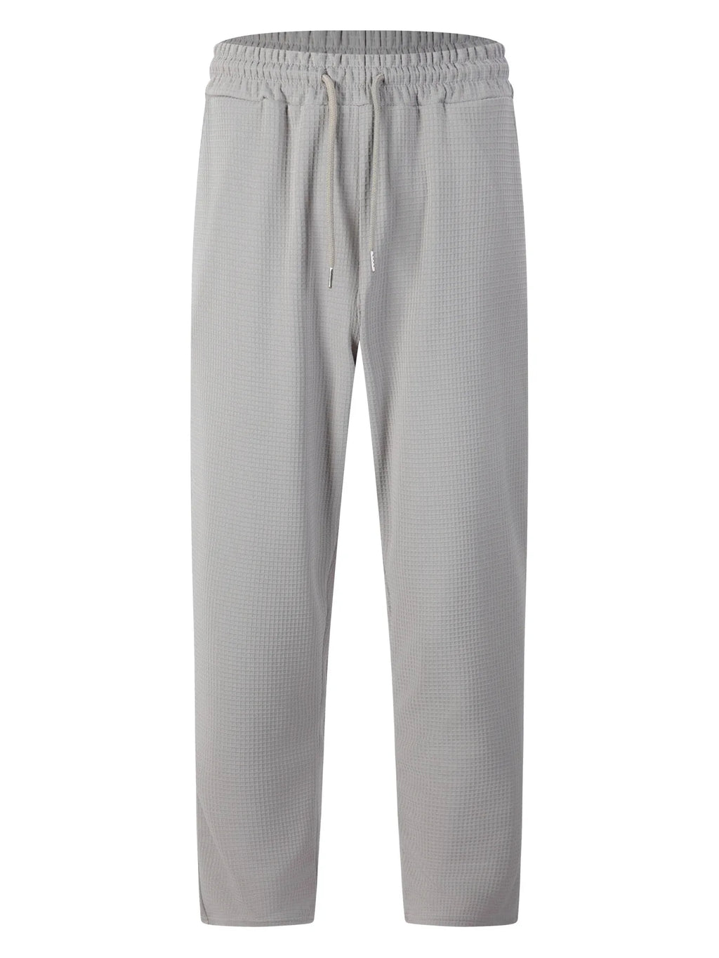 Men's new wide-checkered drawstring casual pants - lightweight, breathable, solid color, comfortable straight-leg trousers