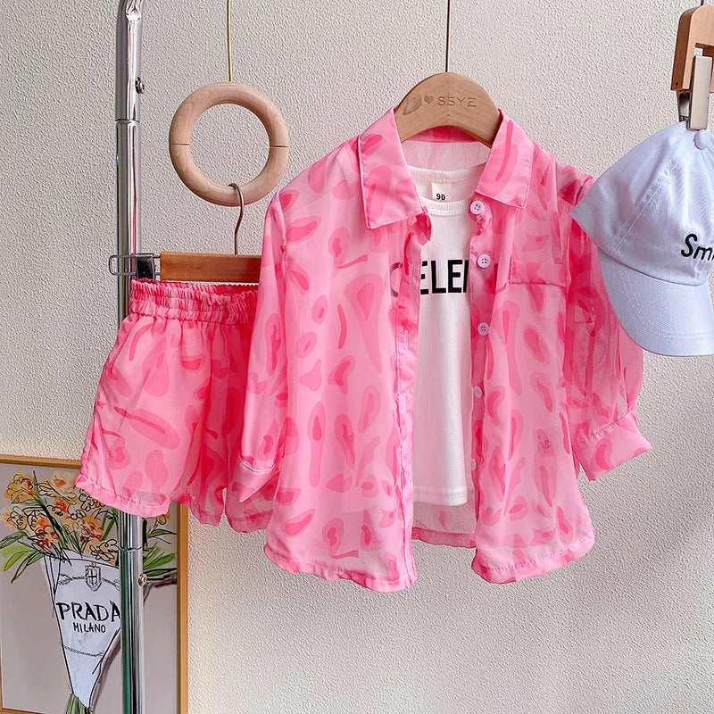 Girls Outfit Sets Summer Cool Blouse Shirt+shorts Girl Clothing Set Children Clothes Suits New Toddler Girl Clothes 2Pcs 2-7Yrs