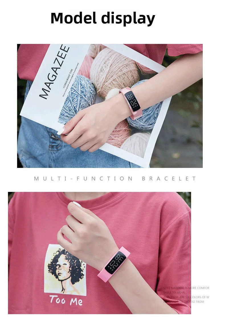 Sports smart bracelet with vibration alarm clock, running pedometer bracelet for male and female students