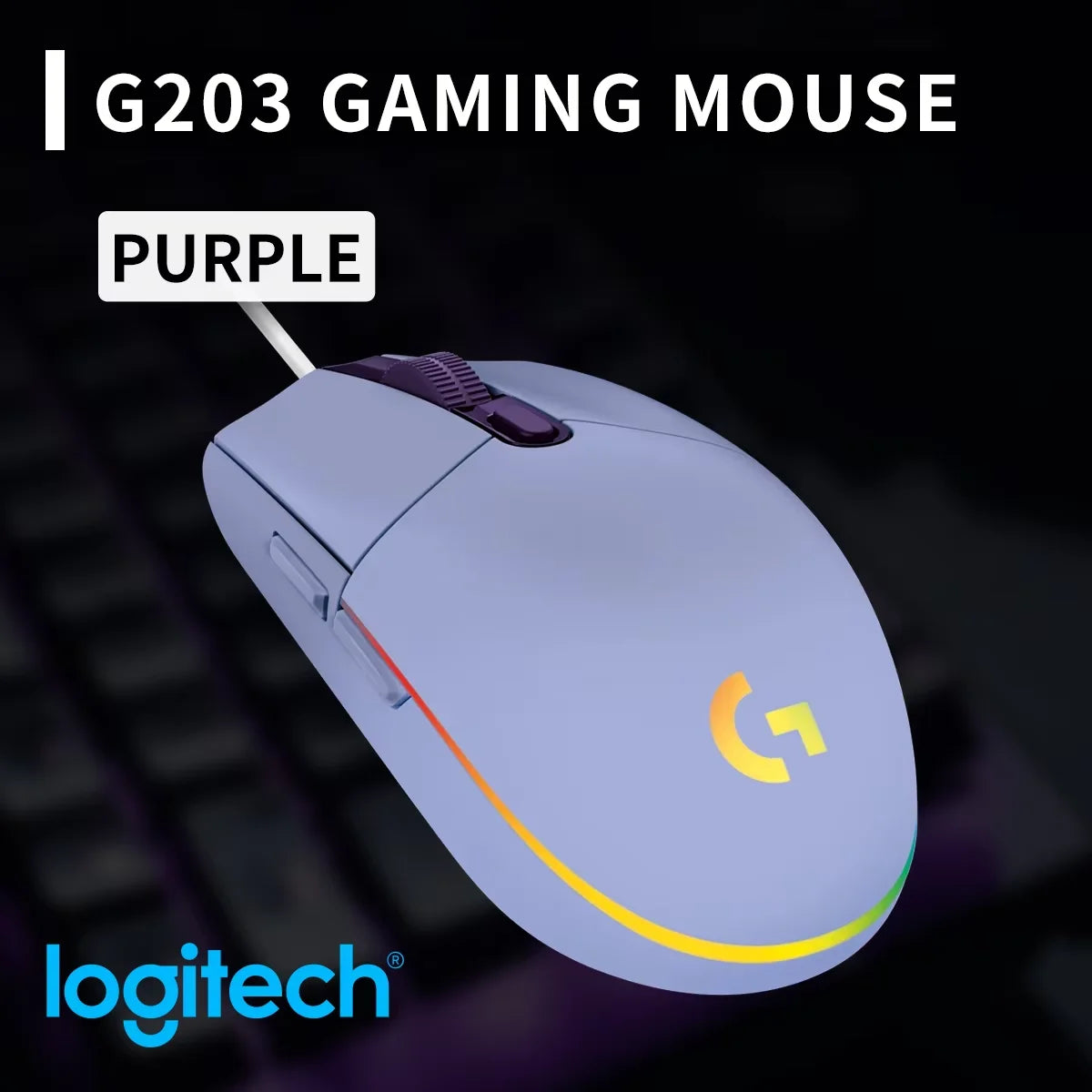 The G102/G203 with LIGHTSYNC lighting effect, featuring a resolution of 8000 DPI, offers smooth and responsive gaming experience