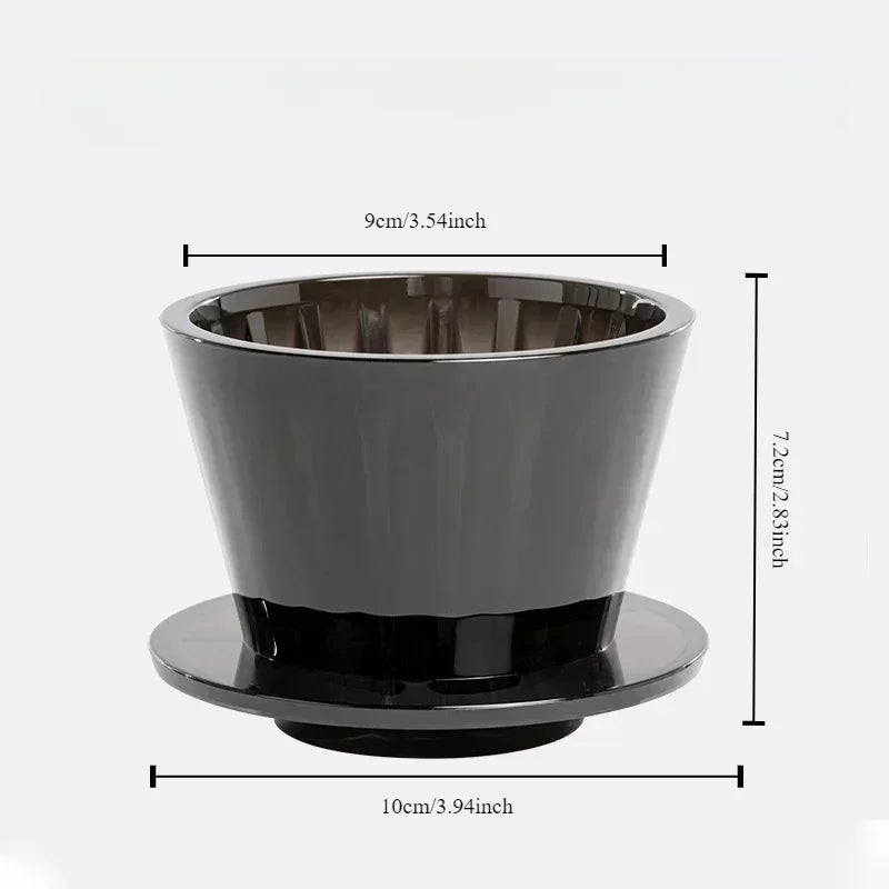 1 PC Acrylic Pour Over Coffee Filter Cup Set Cake Shaped Flat Bottom Home Brewing Kit with Filter Papers Reusable Easy Clean
