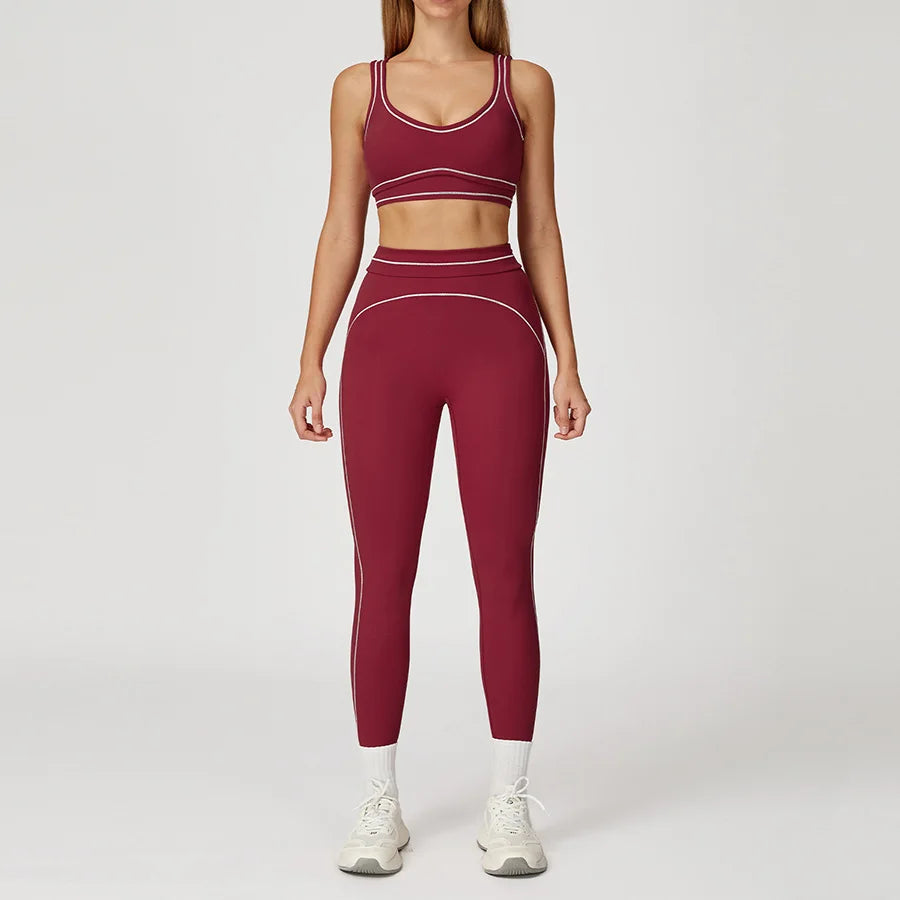 Yoga Set 2PCS Gym Clothes Sportswear Workout Outfits Women Long Sleeve Top Tracksuits Fitness Sports Bra Running Shorts Leggings