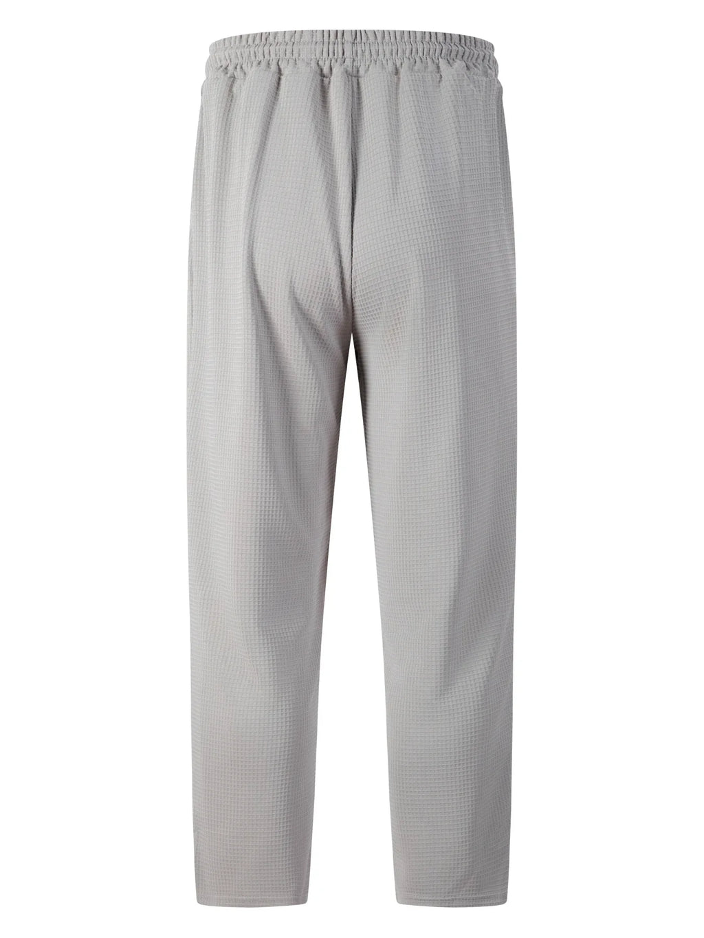 Men's new wide-checkered drawstring casual pants - lightweight, breathable, solid color, comfortable straight-leg trousers