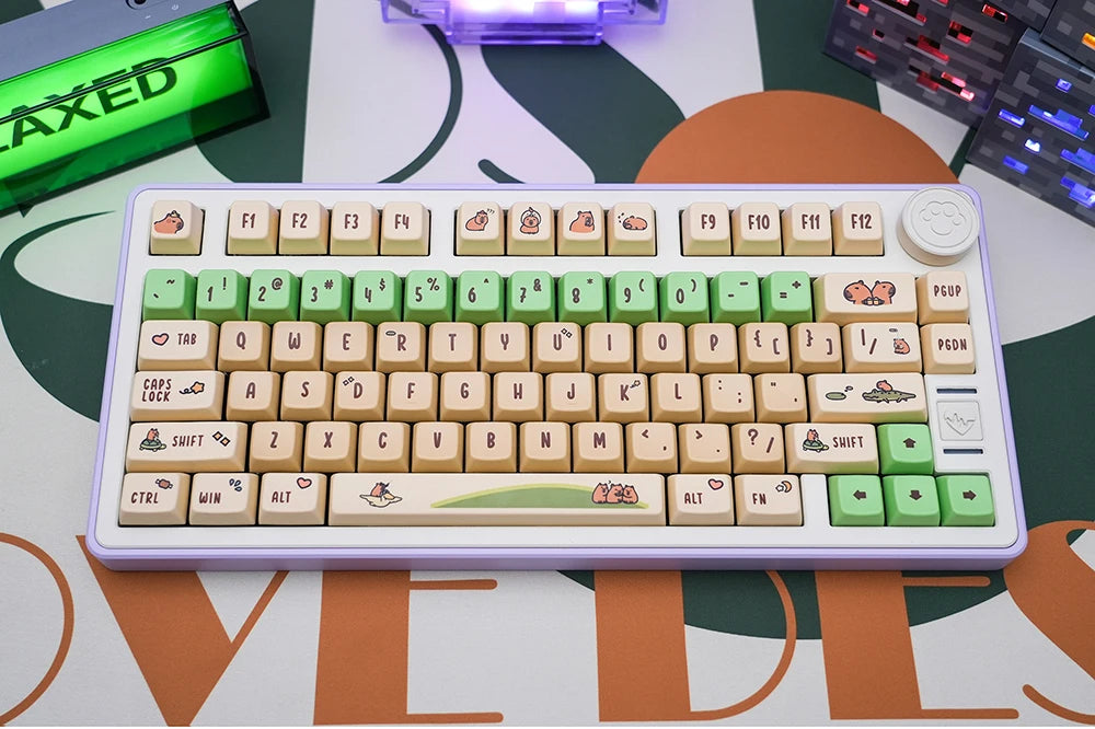 KPREPUBLIC Capybara Keycap Dye Subbed Cute Keycap thick PBT MDA for Mechanical Keyboard 87 tkl 104 ansi xd64 bm60 BM87 BM65