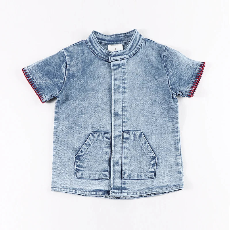 6m-12t 2024 New Summer Spring Denim Famliy Clothing Set Girls Suspender Dress Skirt Baby Sleeveless Romper Overall Boys Shirt