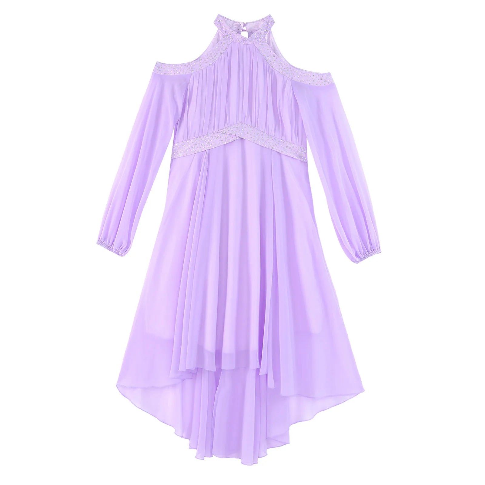 Kids Girls Elegant Party Dress Halter Off-shoulder High Waist Ruffled Chiffon Dresses Wedding Birthday Pageant Evening Prom Gown