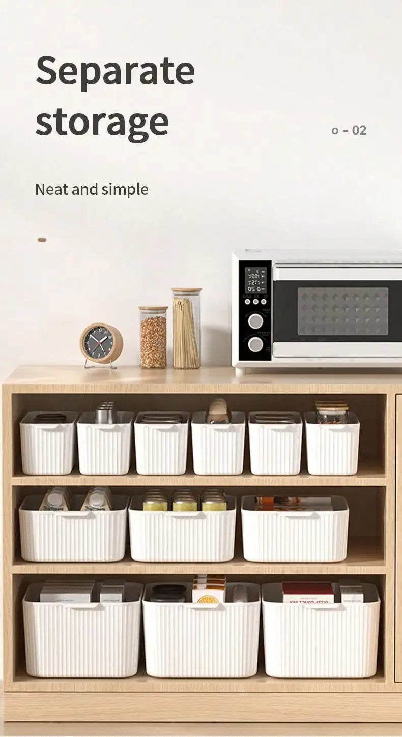 WORTHBUY Multifunctional Plastic Storage Box With Handle Desktop Organizer For Food Bathroom Kitchen Cabinet Storage Organizer