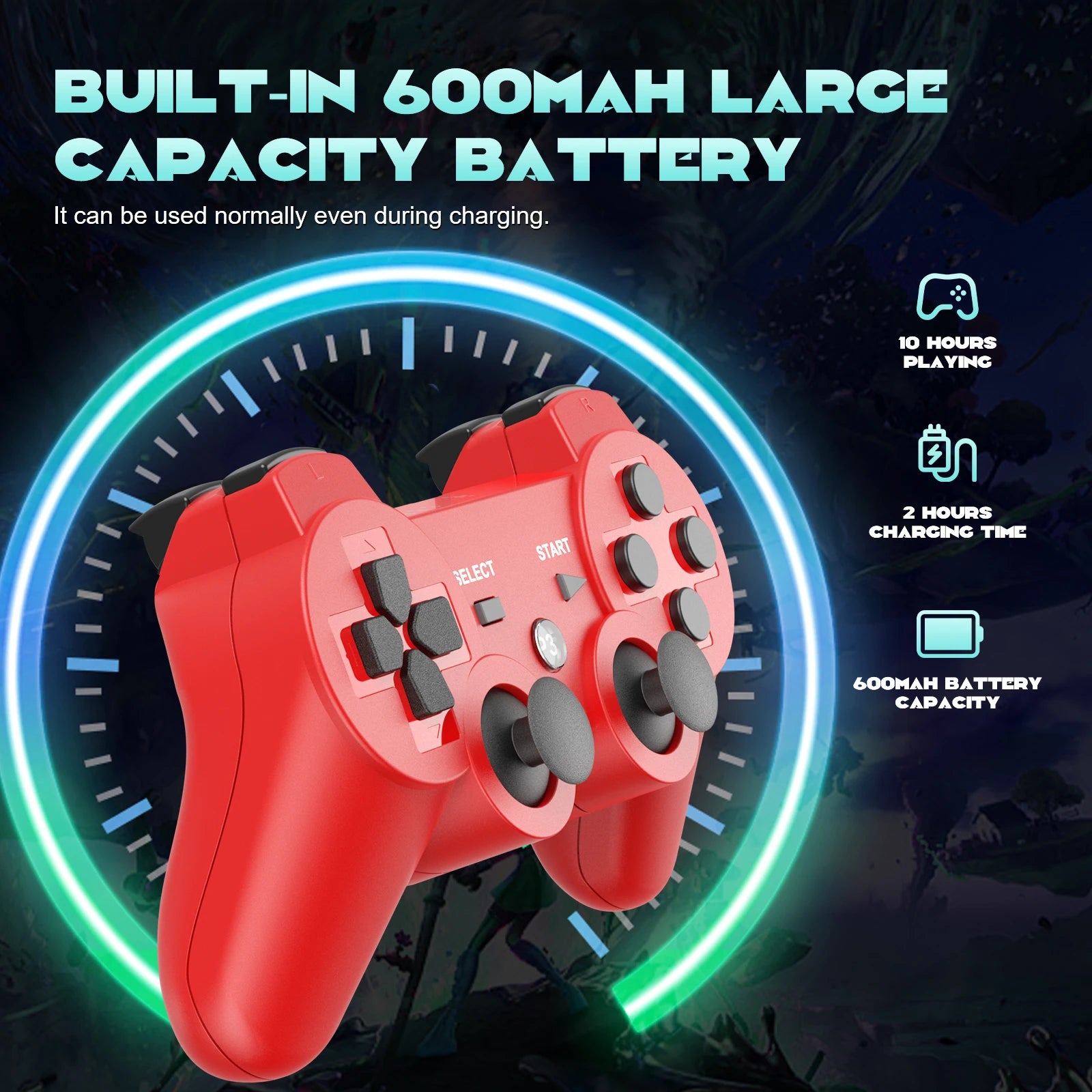 Game Controller For Playstation 3 PS3 Consoles PC/Android TVs /Game Boxe,W/Upcraded Joysticks 6-aix Gryo Dual Vibration Gamepads