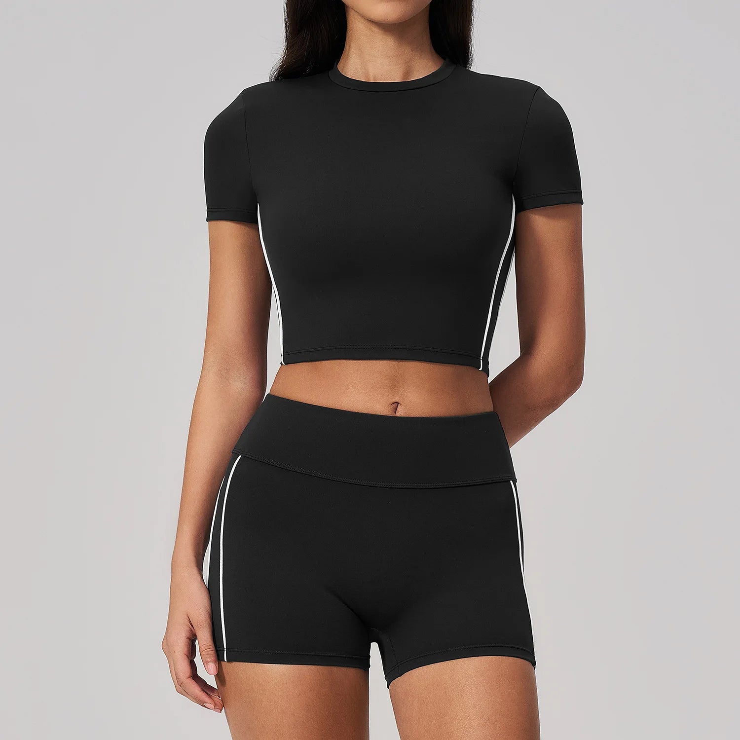 2PCS Yoga Set Women Tracksuit Sports Outfit Gym Set Running Workout Clothes Short Sleeves Sports Bra Athletic Wear Yoga Clothing